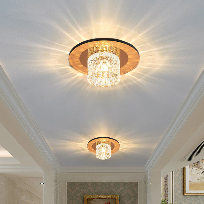 Sleek Crystal Cylinder LED Flush Mount Spotlight for Hallway Lighting