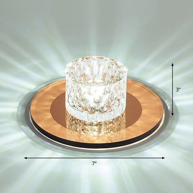 Sleek Crystal Cylinder LED Flush Mount Spotlight for Hallway Lighting