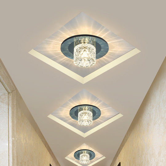 Sleek Crystal Cylinder LED Flush Mount Spotlight for Hallway Lighting