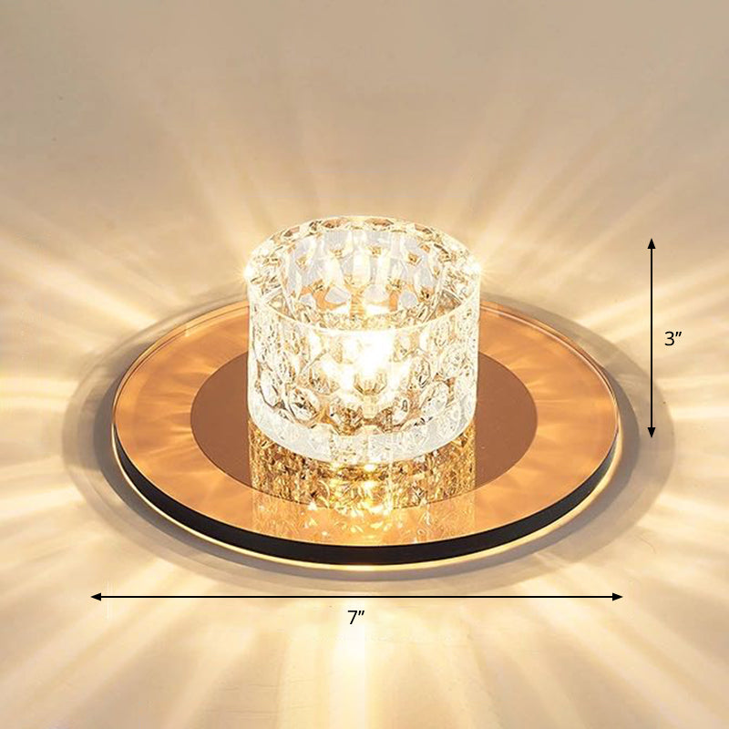 Sleek Crystal Cylinder LED Flush Mount Spotlight for Hallway Lighting