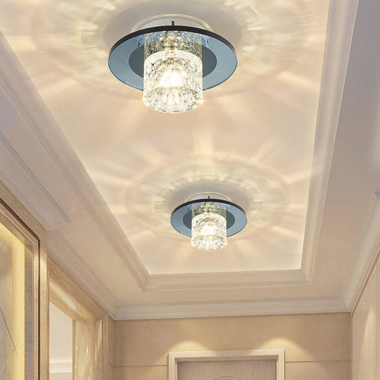 Sleek Crystal Cylinder LED Flush Mount Spotlight for Hallway Lighting