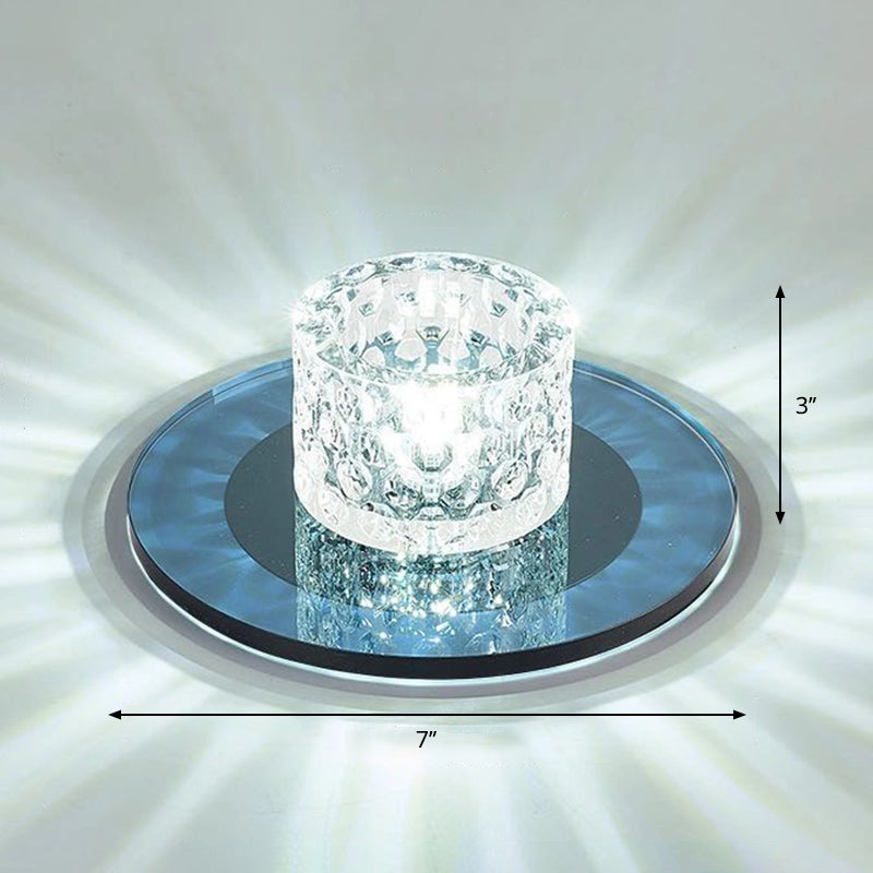 Sleek Crystal Cylinder LED Flush Mount Spotlight for Hallway Lighting