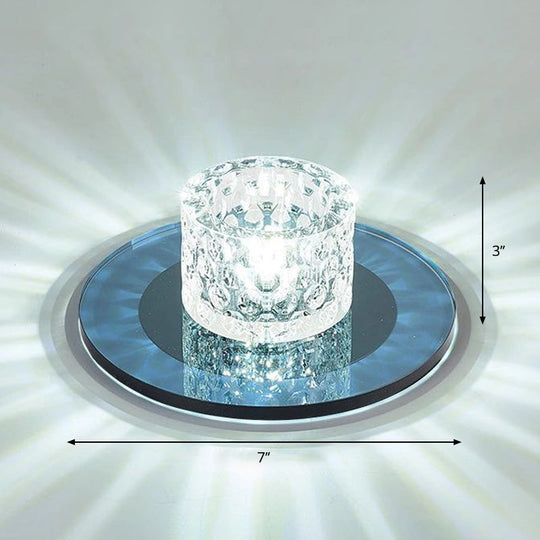 Sleek Crystal Cylinder LED Flush Mount Spotlight for Hallway Lighting
