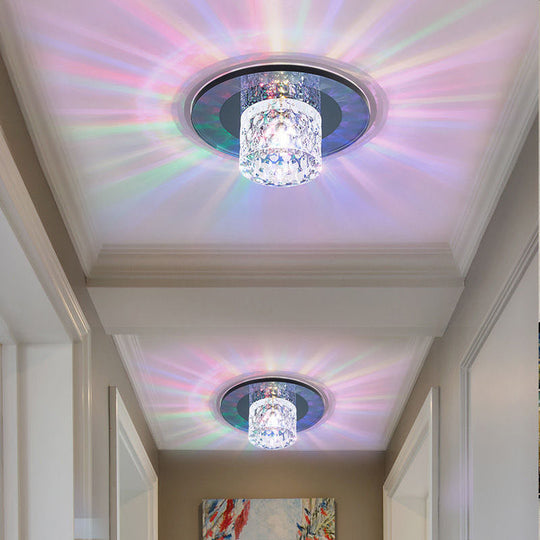 Sleek Crystal Cylinder LED Flush Mount Spotlight for Hallway Lighting