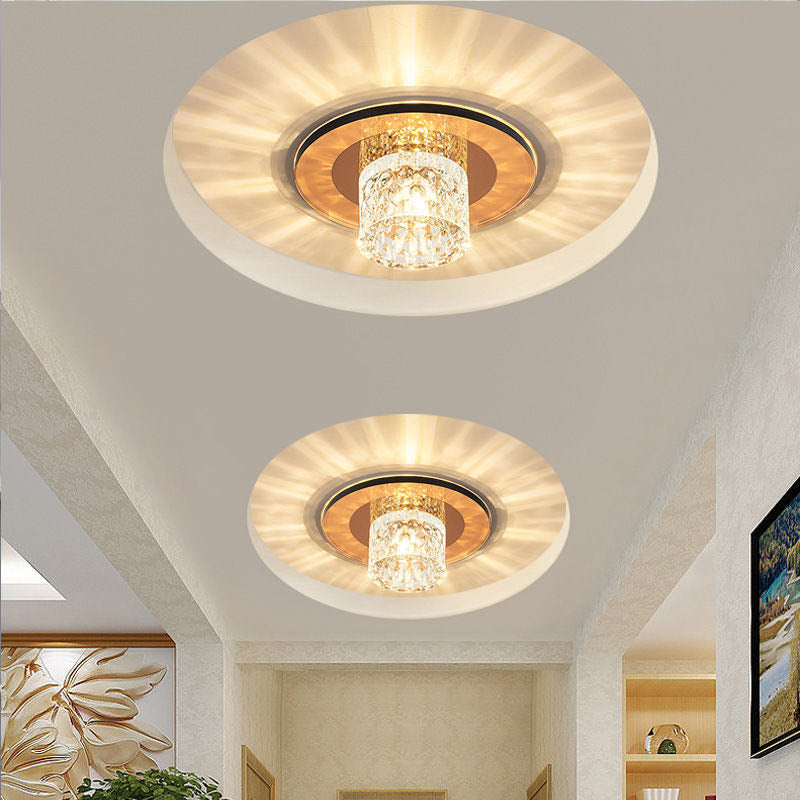 Sleek Crystal Cylinder LED Flush Mount Spotlight for Hallway Lighting