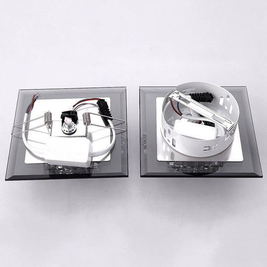 Modern LED Crystal Block Flush Ceiling Light Fixture - Small Corridor Flush Light