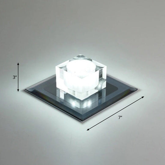 Modern Square LED Crystal Flushmount Ceiling Light Fixture for Entryways
