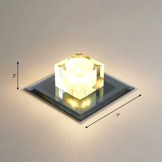 Modern Square LED Crystal Flushmount Ceiling Light Fixture for Entryways