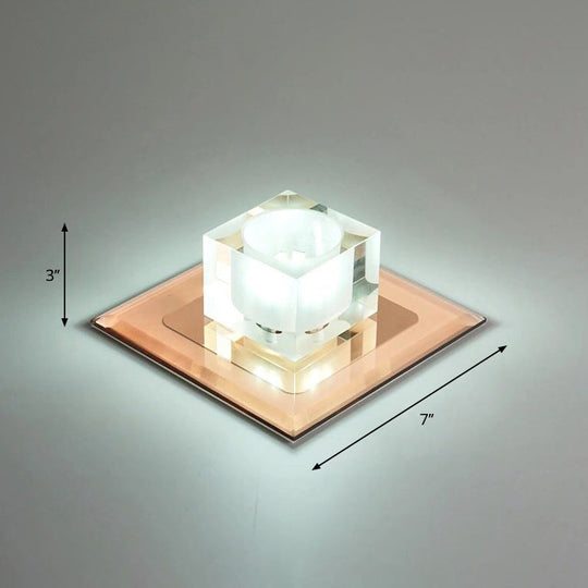 Modern Square LED Crystal Flushmount Ceiling Light Fixture for Entryways