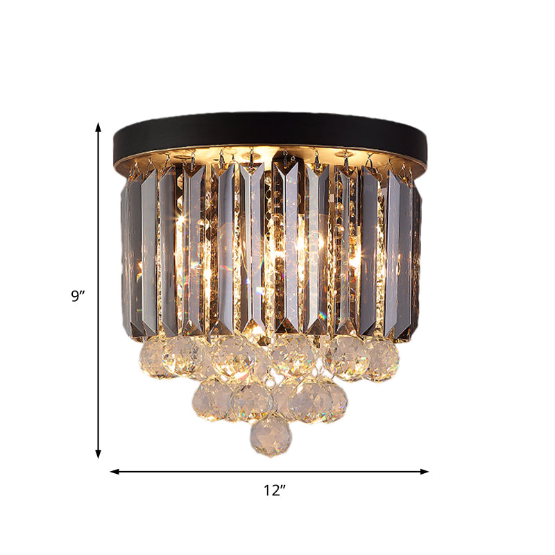 Minimalist Crystal Flushmount Lighting - Black Cylindrical Corridor Ceiling Flush Light (10/12/16)