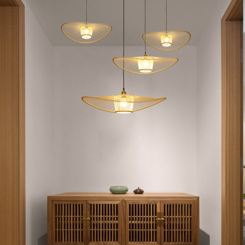 Contemporary Handcrafted Bamboo Pendant Light - Single-Bulb Wood Suspension Fixture