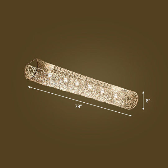 Simplicity Rattan Flush Mount Ceiling Light - Cylindrical Restaurant Lighting