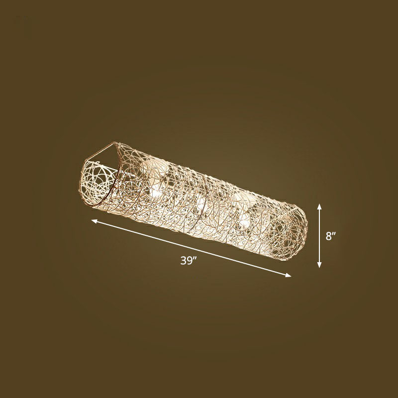 Simplicity Rattan Flush Mount Ceiling Light - Cylindrical Restaurant Lighting