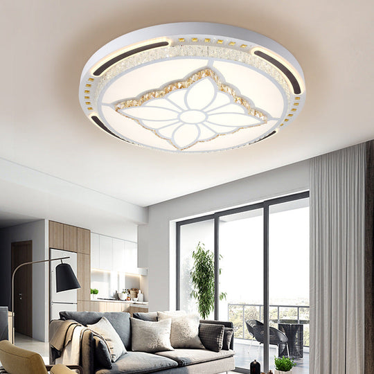 Contemporary LED Crystal Shaded Flush Ceiling Light - 23.5"/31.5" W - White