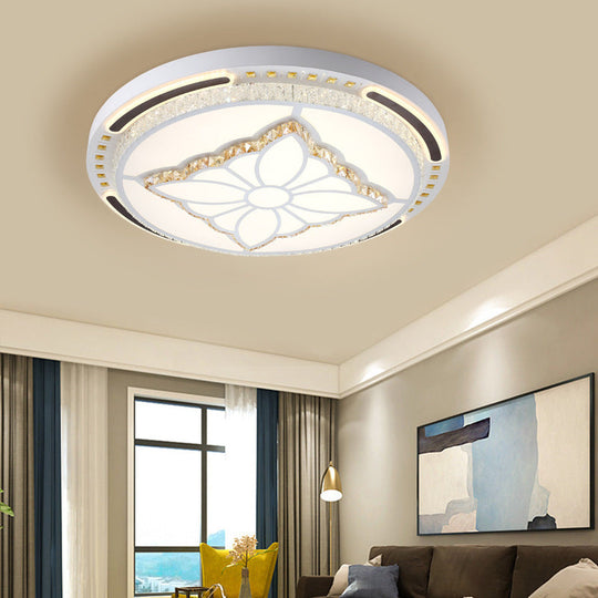 Contemporary LED Crystal Shaded Flush Ceiling Light - 23.5"/31.5" W - White