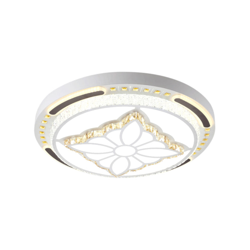 Contemporary LED Crystal Shaded Flush Ceiling Light - 23.5"/31.5" W - White