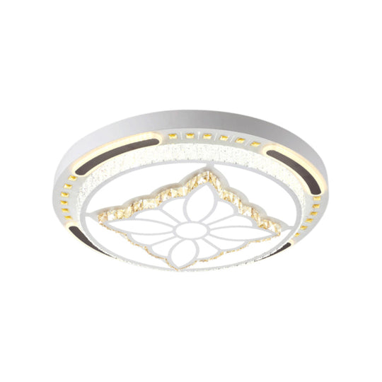 Contemporary LED Crystal Shaded Flush Ceiling Light - 23.5"/31.5" W - White