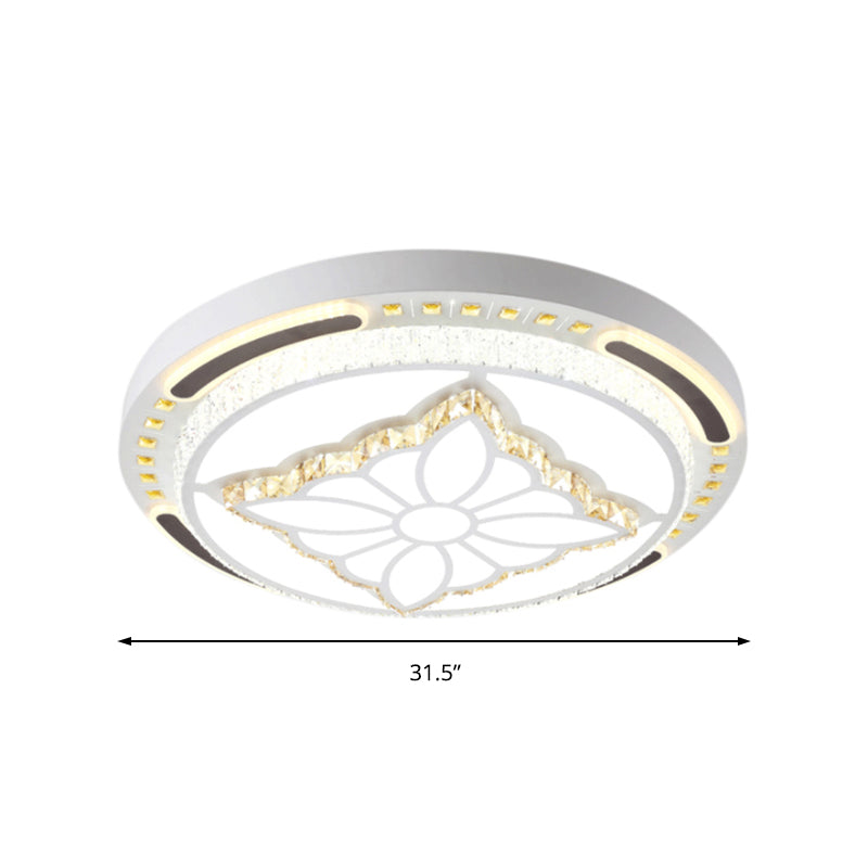 Contemporary LED Crystal Shaded Flush Ceiling Light - 23.5"/31.5" W - White