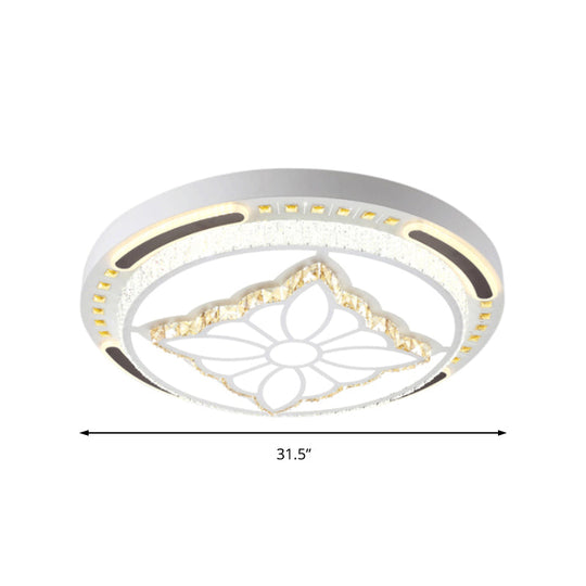 Contemporary LED Crystal Shaded Flush Ceiling Light - 23.5"/31.5" W - White