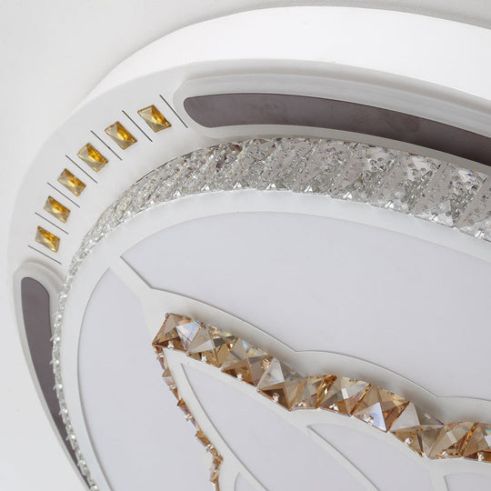 Contemporary LED Crystal Shaded Flush Ceiling Light - 23.5"/31.5" W - White