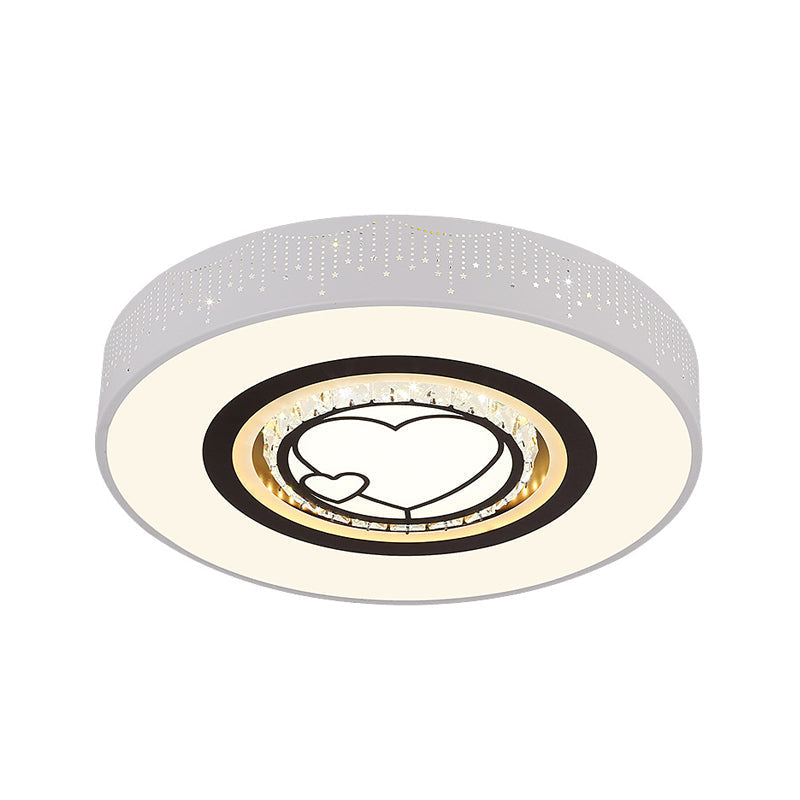 Minimalistic Acrylic Flush Mount LED Ceiling Light for White Bedroom with Crystal Drops & Choice of Patterns