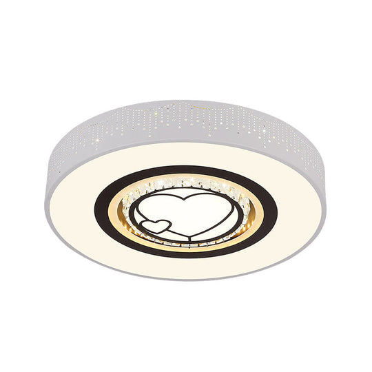 Minimalistic Acrylic Flush Mount LED Ceiling Light for White Bedroom with Crystal Drops & Choice of Patterns