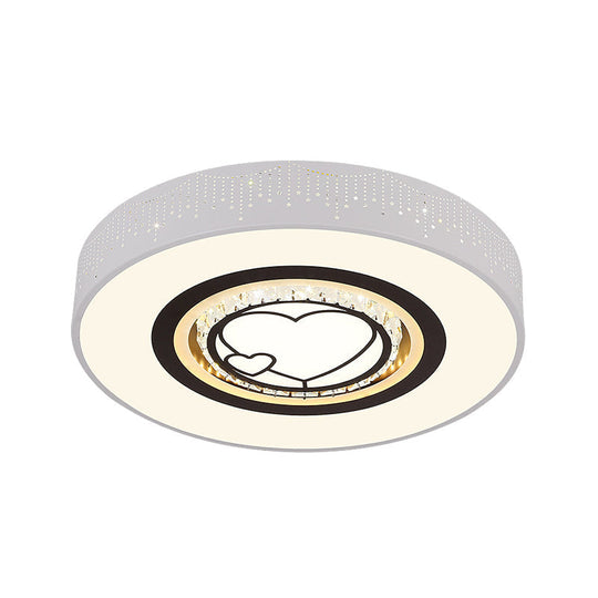 Minimalistic Acrylic Flush Mount Led Ceiling Light For White Bedroom With Crystal Drops & Choice Of