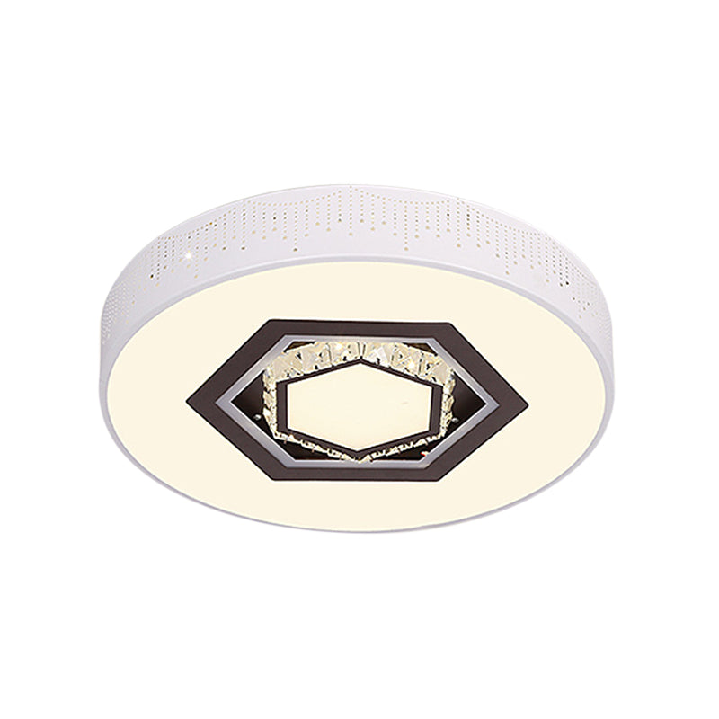 Minimalistic Acrylic Flush Mount LED Ceiling Light for White Bedroom with Crystal Drops & Choice of Patterns