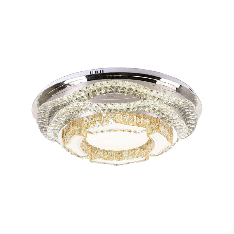 Modern LED Crystal Dome Flush Mount Ceiling Light in Chrome with Star/Gyro Pattern for Living Room - Stylish & Energy-efficient
