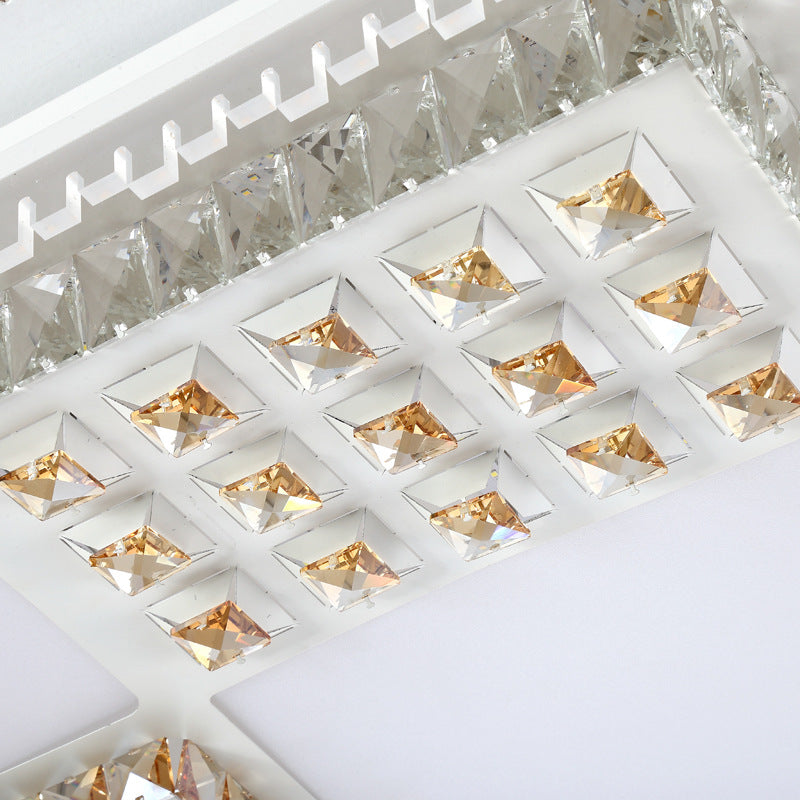 Plafonnier LED contemporain en cristal pour salon - Montage encastré blanc