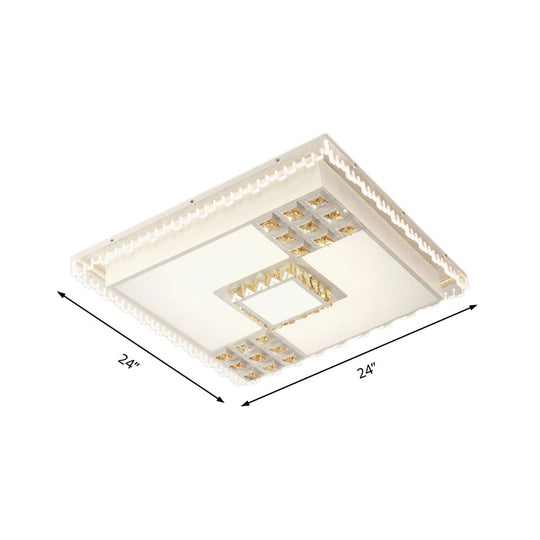 Plafonnier LED contemporain en cristal pour salon - Montage encastré blanc