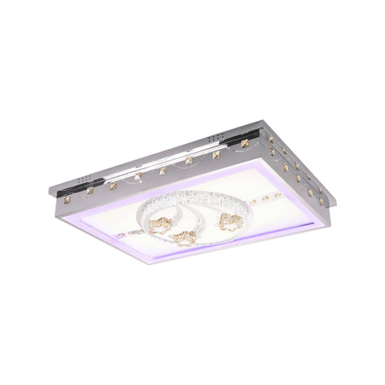 Modern Chrome LED Crystal Ceiling Light Fixture with Elegant Rectangle/Round Pattern