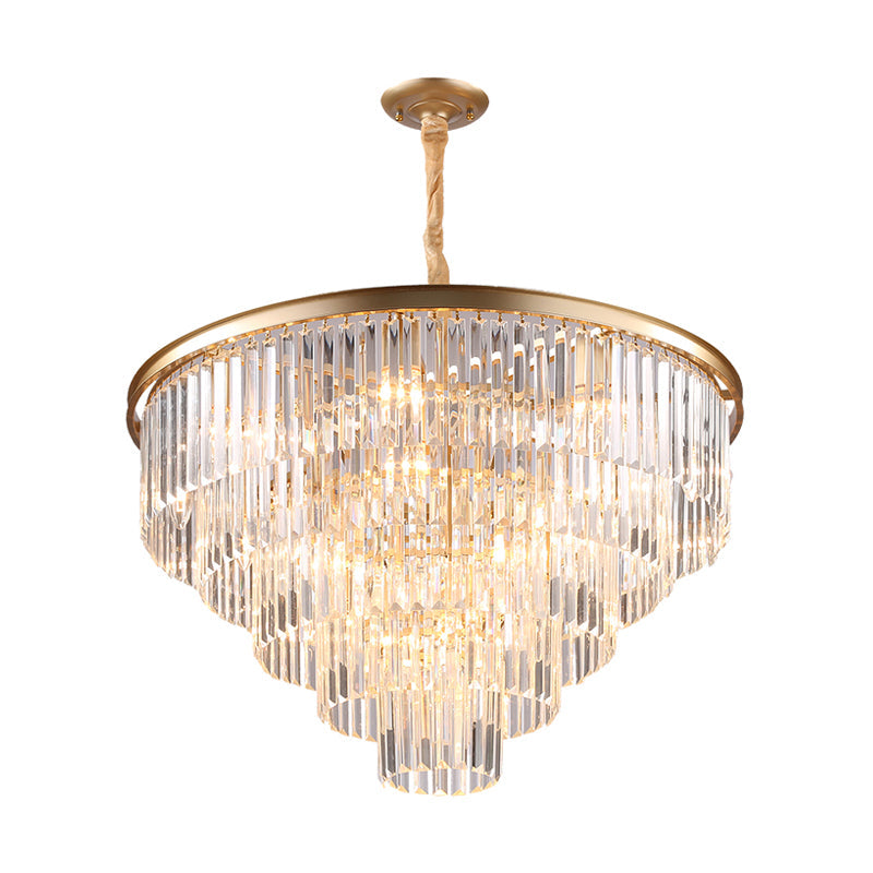 Minimalist Crystal Pendant Chandelier - Black/Gold, Adjustable & 6/9/15-Light Options, 19.5"/23.5"/31.5" W