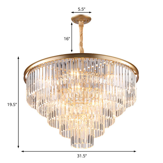 Minimalist Crystal Pendant Chandelier - Black/Gold, Adjustable & 6/9/15-Light Options, 19.5"/23.5"/31.5" W