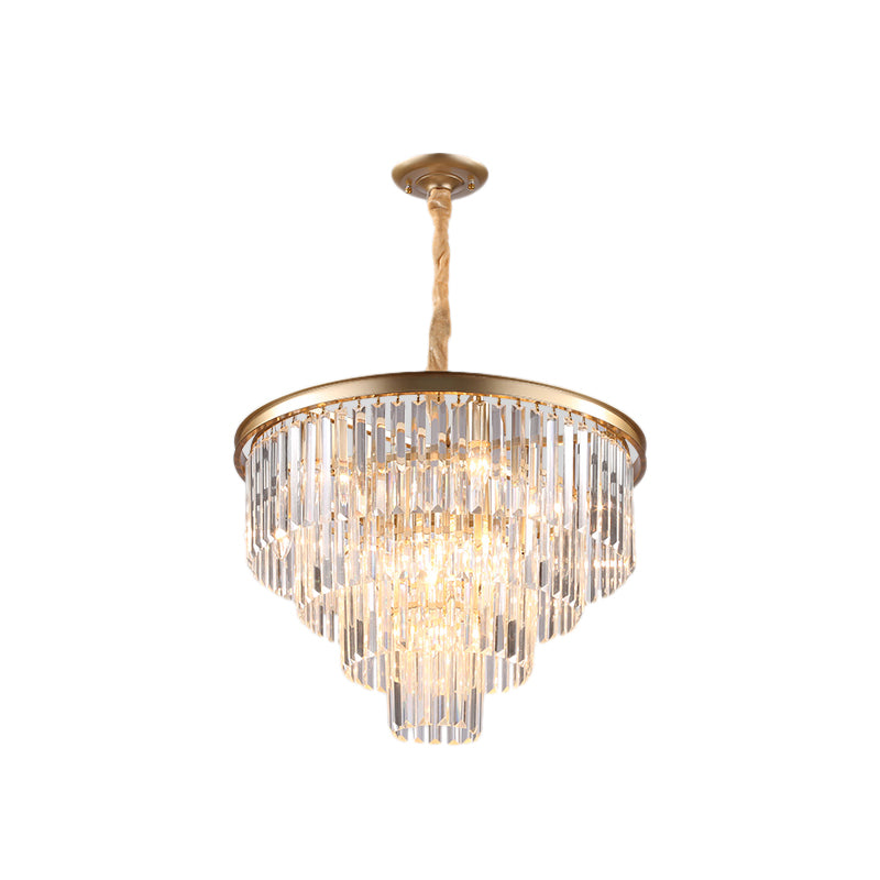 Minimalist Crystal Pendant Chandelier - Black/Gold, Adjustable & 6/9/15-Light Options, 19.5"/23.5"/31.5" W