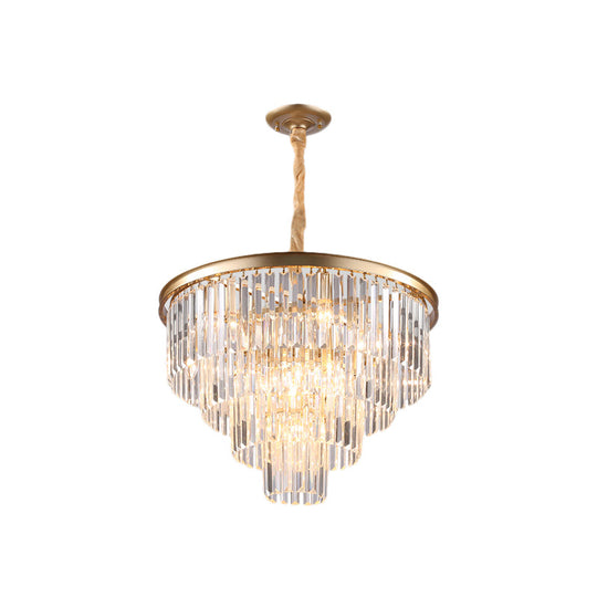Minimalist Crystal Pendant Chandelier - Black/Gold, Adjustable & 6/9/15-Light Options, 19.5"/23.5"/31.5" W