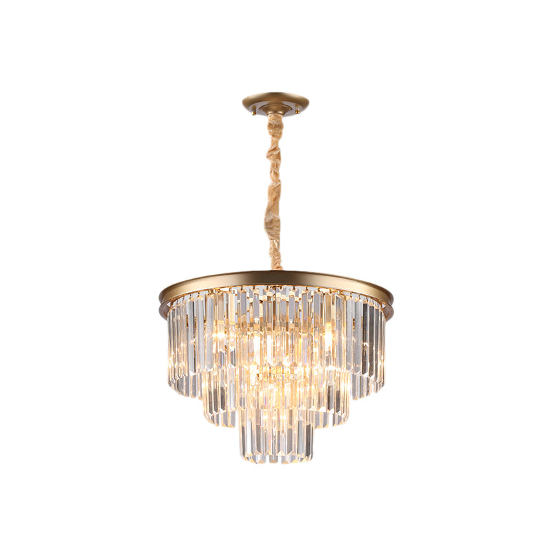 Minimalist Crystal Pendant Chandelier - Black/Gold, Adjustable & 6/9/15-Light Options, 19.5"/23.5"/31.5" W