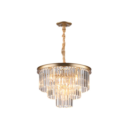 Minimalist Crystal Pendant Chandelier - Black/Gold, Adjustable & 6/9/15-Light Options, 19.5"/23.5"/31.5" W