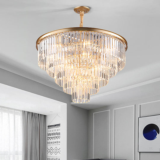Minimalist Crystal Pendant Chandelier - Black/Gold, Adjustable & 6/9/15-Light Options, 19.5"/23.5"/31.5" W