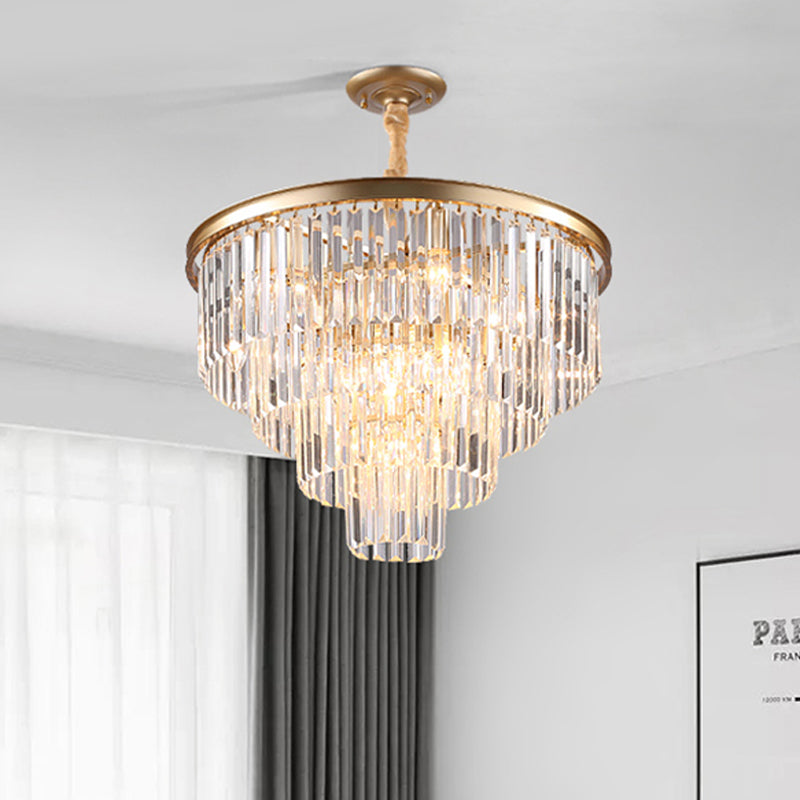 Minimalist Crystal Pendant Chandelier - Black/Gold, Adjustable & 6/9/15-Light Options, 19.5"/23.5"/31.5" W