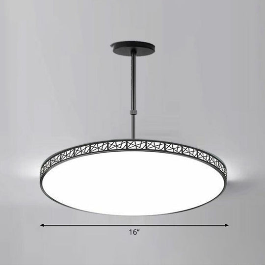 Modern Metallic Hollow-Carved Led Chandelier For Conference Room Lighting Black / 16 White