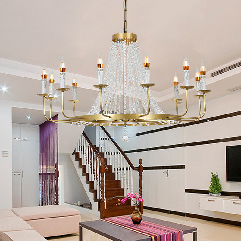Stunning Crystal Tassel Chandelier Pendant - 5/8/12 Lights - Hangs from Ceiling - Brass Finish