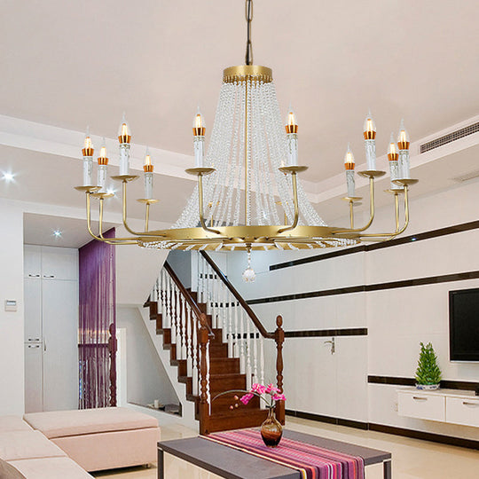 Stunning Crystal Tassel Chandelier Pendant - 5/8/12 Lights - Hangs from Ceiling - Brass Finish