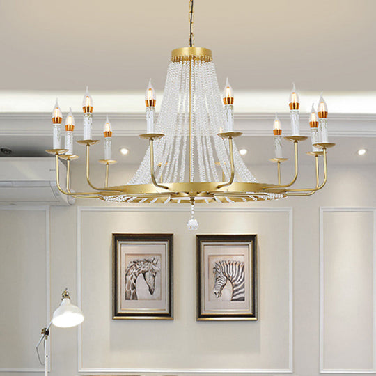 Stunning Crystal Tassel Chandelier Pendant - 5/8/12 Lights - Hangs from Ceiling - Brass Finish