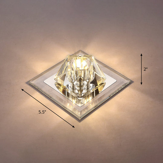 Modern Gemstone Ceiling Light with Crystal Accents and LED Lighting for Corridors