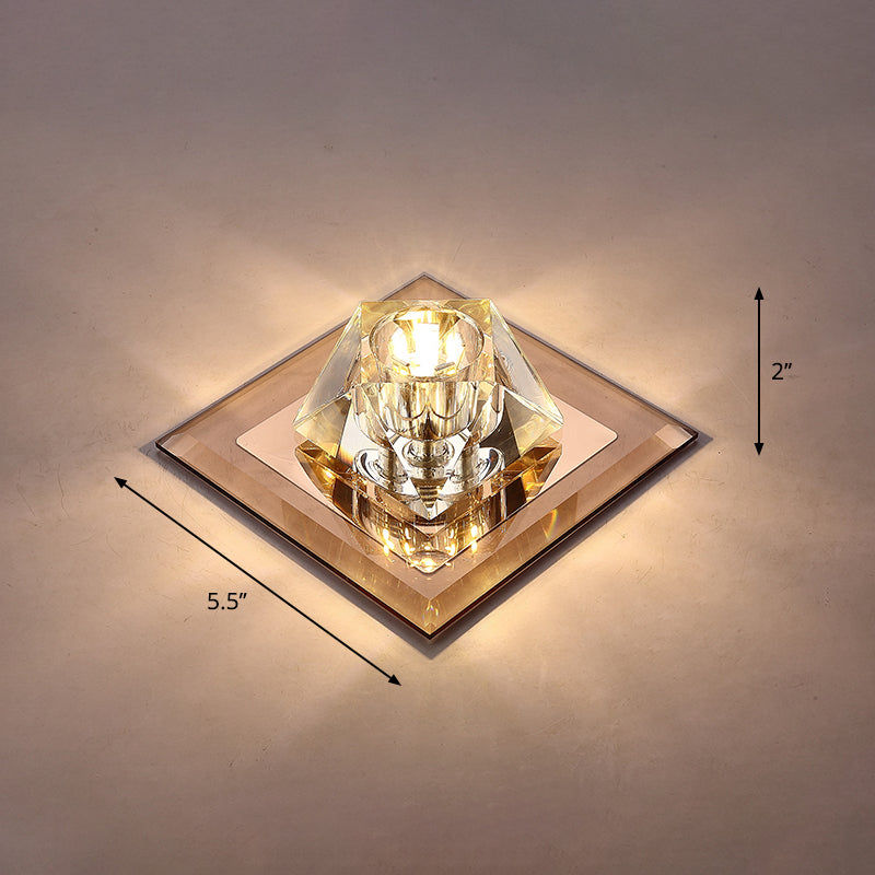 Modern Gemstone Ceiling Light with Crystal Accents and LED Lighting for Corridors