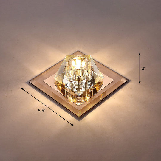 Modern Gemstone Ceiling Light with Crystal Accents and LED Lighting for Corridors