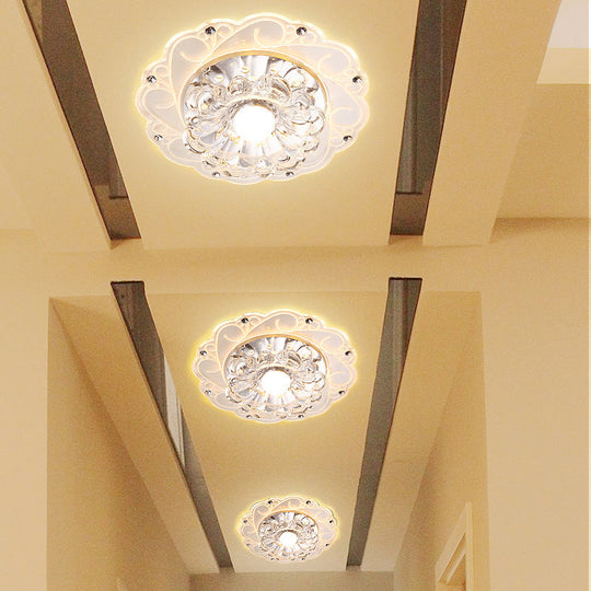 Minimalist Crystal Entryway LED Flush Mount – Blossom Flush Mount Lighting in Clear