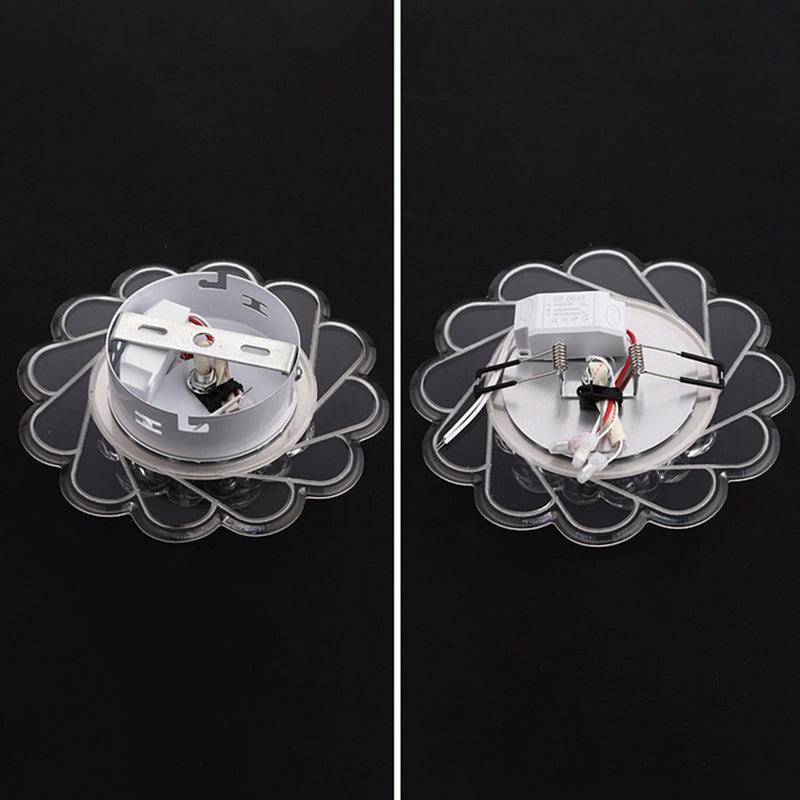 Modern Crystal LED Flush Ceiling Light for Hallway - Clear Floral Flush Mount Fixture