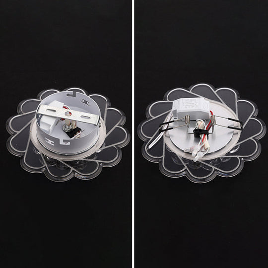 Modern Crystal LED Flush Ceiling Light for Hallway - Clear Floral Flush Mount Fixture